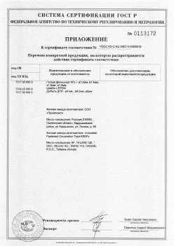 2019.11.16 Соль-Илецк - Приложение к сертификату Изделия крепежные из металла, торговая марка Tech-KREP. Серийный выпуск